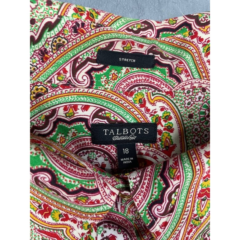 Talbots Button Up Shirt Womens Size 18 Multicolor Paisley Blouse Top - Picture 4 of 8